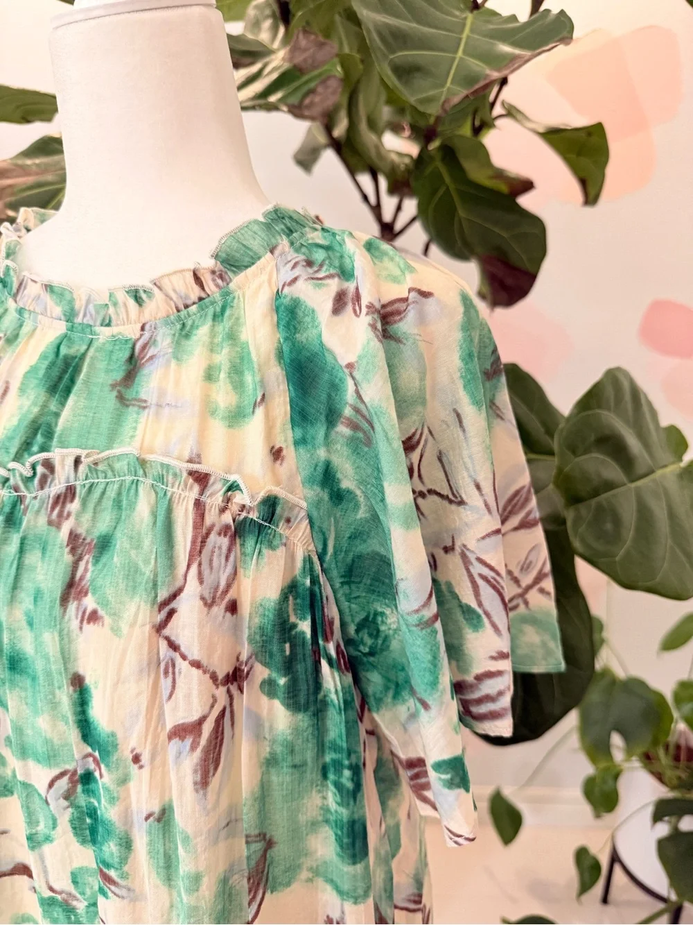 Green Floral Ruffle Dress - Picture 2 of 2